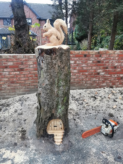 Squirrel Stump Carving