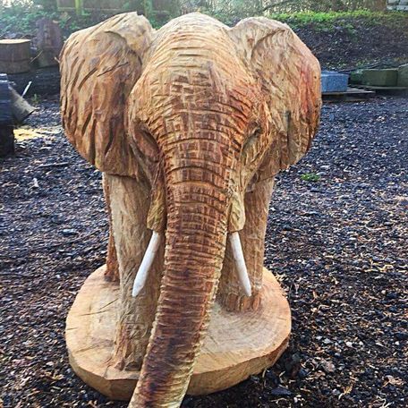 Elephant carved from oak