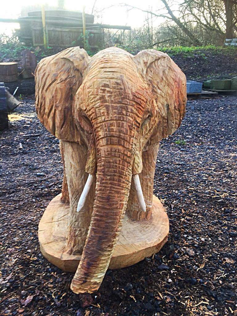 Elephant carved from oak